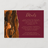 Burnt Orange Gold Agate Burgundy Wedding Details Begleitkarte (Vorderseite)