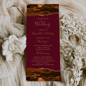 Burnt Orange Gold Agate Burgundy Wedding Programm