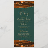 Burnt Orange Gold Agate Dark Green Wedding Programm (Vorderseite)