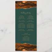 Burnt Orange Gold Agate Dark Green Wedding Programm (Rückseite)