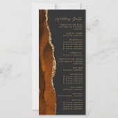 Burnt Orange Gold Agate Dark Wedding Program (Rückseite)