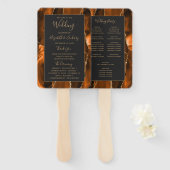 Burnt Orange Gold Agate Dark Wedding Program Fächer (Vorne und Hinten)