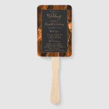 Burnt Orange Gold Agate Dark Wedding Program