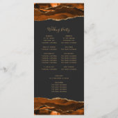 Burnt Orange Gold Agate Dark Wedding Programm (Rückseite)