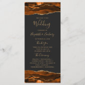 Burnt Orange Gold Agate Dark Wedding Programm (Vorderseite)