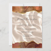 Burnt Orange Gold Agate Ivory Silk Wedding Einladung (Vorderseite)