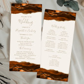 Burnt Orange Gold Agate Ivory Wedding Programm