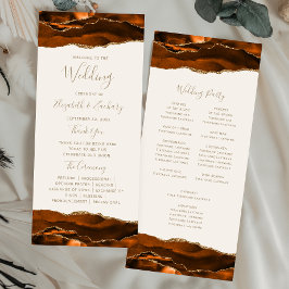 Burnt Orange Gold Agate Ivory Wedding Programm