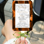 Burnt Orange Gold Agate Marble Wedding Program Fächer