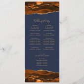 Burnt Orange Gold Agate Navy Blue Wedding Programm (Rückseite)