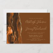Burnt Orange Gold Agate Nutmeg Brown Wedding Einladung (Vorderseite)