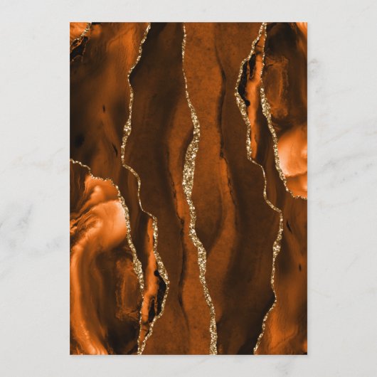 Burnt Orange Gold Agate Script Navy Blue Wedding Menükarte (Rückseite)