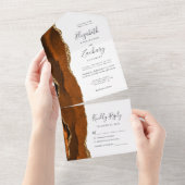 Burnt Orange Gold Agate Wedding All In One Einladung (Abreißen)