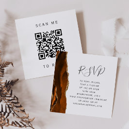 Burnt Orange Gold Agate Wedding QR Code UAWG Begleitkarte