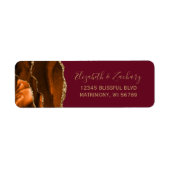 Burnt Orange Gold Burgundy Wedding Rücksendeadress (Vorne)
