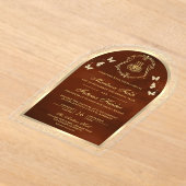 Burnt Orange Gold Butterfly Arch Muslime Hochzeit Acryleinladungen (Ablage )