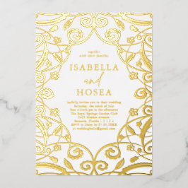 Burnt Orange Gold Foil Floral Lace Wedding Folieneinladung