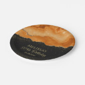 Burnt Orange Gold Glitter Watercolor Marble Pappteller (Schrägansicht)