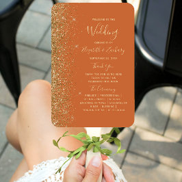 Burnt Orange Gold Glitzer Edge Wedding Program Fächer
