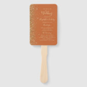 Burnt Orange Gold Glitzer Edge Wedding Program Fächer (Vorderseite)