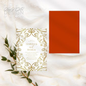 Burnt Orange Gold Glitzer Floral Lace Wedding Einladung