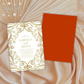 Burnt Orange Gold Glitzer Floral Lace Wedding Einladung