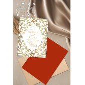 Burnt Orange Gold Glitzer Floral Lace Wedding Einladung