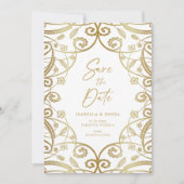 Burnt Orange Gold Glitzer Floral Lace Wedding Save The Date (Vorderseite)