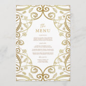 Burnt Orange Gold Glitzer Lace Wedding Menu Menükarte (Vorderseite)