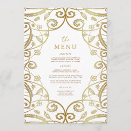 Burnt Orange Gold Glitzer Lace Wedding Menu Menükarte