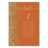 Burnt Orange Gold Glitzer Wedding Tischnummer (Rückseite)