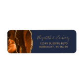 Burnt Orange Gold Navy Blue Wedding Rücksendeadres (Vorne)