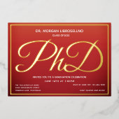 Burnt Orange Gold PhD Abschluss Folieneinladung (Vorderseite)