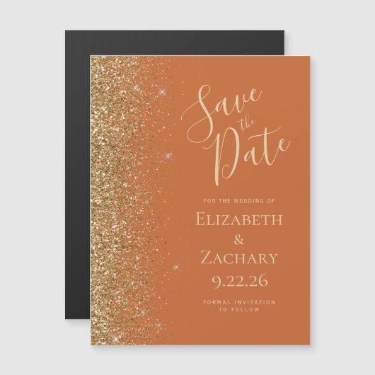 Burnt Orange Gold Save the Date Magnetkarte (Vorne/Hinten)