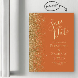 Burnt Orange Gold Save the Date Magnetkarte