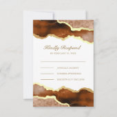 Burnt Orange Gold Terracotta Agate Marble Wedding RSVP Karte (Vorderseite)