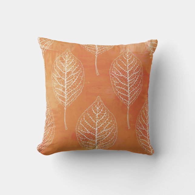Burnt Orange Golden Fall Botanisches Leaf Kissen (Vorderseite)