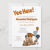 Burnt Orange Grad Cap Cowboy Boot Arrangement Einladung (Vorderseite)