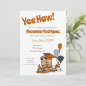 Burnt Orange Grad Cap Cowboy Boot Arrangement Einladung (Stehend Vorderseite)