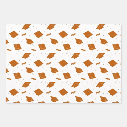 Burnt Orange Graduation Cap Toss Geschenkpapier Set (Vorderseite)