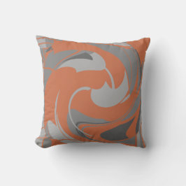 Burnt Orange Gray Charcoal Abstract Flower Mosaic Kissen