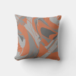 Burnt Orange Gray Charcoal Abstract Swirling Motif Kissen