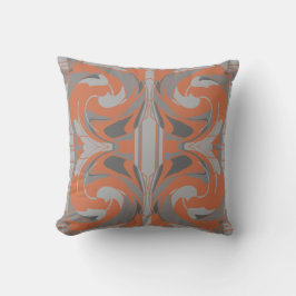 Burnt Orange Gray Charcoal Swirling Large Mosaics Kissen