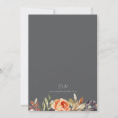 Burnt Orange Gray Fall Floral Wedding Einladung (Rückseite)