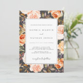 Burnt Orange Gray Fall Wasserfarbe Blumenzehen Einladung (Stehend Vorderseite)