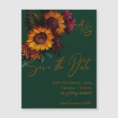 Burnt Orange Green Elegant Wedding Save the Date Magnetkarte (Vorderseite)