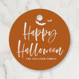 Burnt Orange Happy Halloween Brush Calligraphy Geschenkanhänger