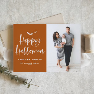 Burnt Orange Happy Halloween Brush Lettering Foto Feiertagskarte
