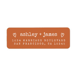 Burnt Orange Heart Couple Return Address