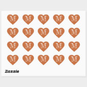 Burnt Orange Heart Minimalist Monogram Initial Herz-Aufkleber (Blatt)